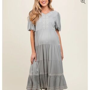 Pinkblush Gray Smocked Tiered Midi Sundress